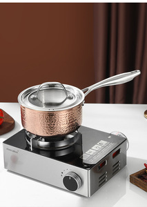 <span class=keywords><strong>Casserole</strong></span> en acier inoxydable martelé avec couvercle, poignée longue, faitout à lait, petite marmite de cuisson, ustensiles de cuisine en gros - Product Image 6