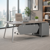 Bureau de direction moderne en bois avec structure en aluminium, poste de travail modulaire durable pour le bureau