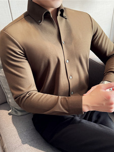 <span class=keywords><strong>Chemise</strong></span> d'hiver pour <span class=keywords><strong>homme</strong></span> en popeline de polyester épaisse, teinte en fil, à manches longues, col boutonné, coupe ajustée, style décontracté, ODM, <span class=keywords><strong>italienne</strong></span> - Product Image 1