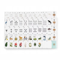 Jeu de Mahjong américain Blue Willow Pagoda avec tapis de Mahjong, 160 tuiles en acrylique à 2 couches, motif doré au dos, pour les réunions de famille