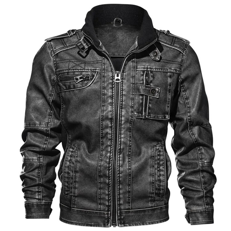 Men's PU Jacket Leather Coat Autumn Slim Fit Faux Leather Motorcycle Jackets Male Coats