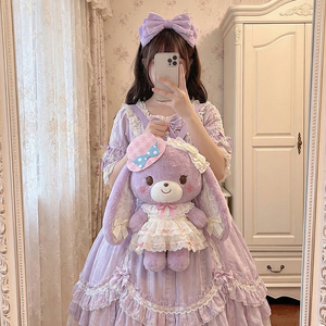 Zaino Peluche Gatto Blu Kawaii <span class=keywords><strong>Yuki</strong></span> con Occhiali, Borsa Morbida in Peluche, Zaino Moda Lolita per Ragazze - Product Image 3