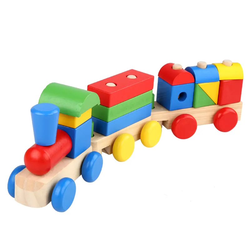 Customized Kids Early Education Memory Match Toys Rainbow Train Kits Child Cognition Assemble baby wooden stacking blocks Toys