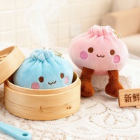 Peluche Kawaii en forme de boulette de soupe, adorable jouet en peluche Baozi, porte-clés, pendentif de sac en peluche souple en forme de nourriture, pour cadeaux d'enfants et décoration de sac à dos
