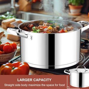 Wholesale Modern Induction <b>Large</b> Soup Stock <b>Pot</b> Hot <b>Pot</b> 8QT Stainless Steel Kitchen Home Restaurant Dishwasher Safe Cooking <b>Pot</b> - Product Image 3