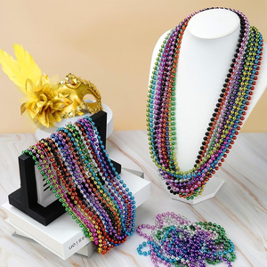 Collares coloridos con cuentas de 33 pulgadas, collar de cuentas de <span class=keywords><strong>Mardi</strong></span> <span class=keywords><strong>Gras</strong></span> para disfraz de <span class=keywords><strong>Mardi</strong></span> <span class=keywords><strong>Gras</strong></span>, decoración del Día de Patricio, favores de fiesta de cumpleaños - Product Image 5