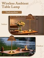 Lampe de table unique en rotin synthétique, veilleuse en osier, lampes de lecture rechargeables, 3 couleurs, contrôle tactile, intensité réglable, lampes de chevet