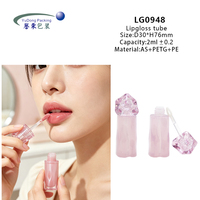 Tube de brillant à lèvres vide en forme de glaçon unique, 2 ml, mini flacon transparent rose avec applicateur, emballage cosmétique en plastique