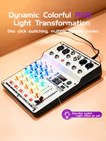 XTUGA NEW Konsol Audio Metal Dual RGB Mixer Audio 4-Kanal BT USB Perekam Daya Phantom 48V EQ 7-Band untuk Siaran Langsung