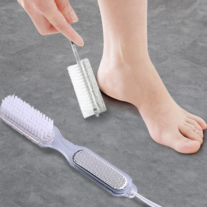 Foot File With Brush And Pumice Stone For Heel And Sole Care Plastic Dual Head Pedicure Tool - Product Image 1