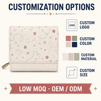 Dompet Wanita Kulit PU dengan Ritsleting, Motif Bunga, Tekstur Saffiano, Ritsleting Emas, Warna Krem Putih Retro, Grosir