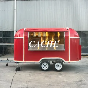Remorque de camping familiale rouge commerciale, chariot de vente ambulante de glaces et de café, camion de restauration mobile - Product Image 1