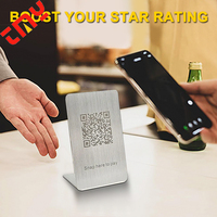 Support de Table Personnalisé en Acier Inoxydable Gravé au Laser, Étanche, avec Code QR pour Menu Numérique et Avis Google, Support NFC Vierge