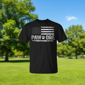 Camiseta Paw Dre con Estampado de Pata de Perro y Bandera de Estados Unidos, Manga Corta, Cuello Redondo, Unisex, para Adultos, Ropa Promocional - Product Image 3