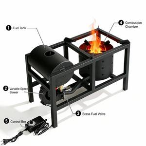 Chauffage multi-combustibles <span class=keywords><strong>à</strong></span> huile usagée, combustion sans fumée, flamme réglable, souffleur d'air forcé, cuisinière portable intérieure/extérieure - Product Image 2