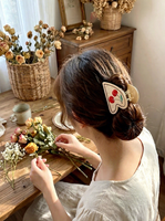 DOWELL Pinces à cheveux en acétate en forme de cœur à imprimé cerise, pinces requin amusantes sur le thème du pain et des desserts pour filles, accessoires de mode pour cheveux
