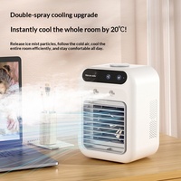 Ventilateur Rafraîchisseur d'Air Portable Rechargeable 1800 mAh avec Double Pulvérisation de Brume, 2 Vitesses, Ventilateur Personnel de Refroidissement avec Poignée, Climatiseur Portable à Brume