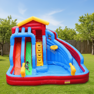 Tobogán Inflable para Piscina Exterior de Doble Pista y Brincolín Inflable para <span class=keywords><strong>Parque</strong></span> Acuático - Product Image 1
