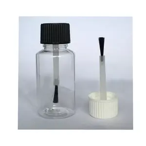 Garrafa de plástico transparente para animais 20ml, garrafa transparente com tampa de escova, escova de cola, garrafa de retoque