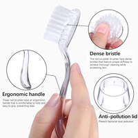 Brosses à poussière pour ongles souples à long manche, brosses à ongles, brosse de nettoyage pour maquillage et manucure, produits pour ongles en acrylique et gel UV