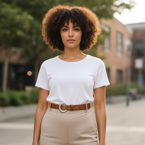 Ceinture en cuir PU Angelina avec boucle en D semi-circulaire 3 cm pour femme, style décontracté - Product Image 2