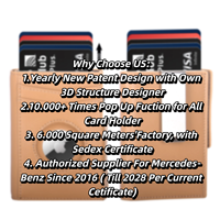 Dompet Kartu Kredit Bisnis FangShui dari Aluminium Alloy Asli, Penutup Tombol, Multifungsi, Otomatis, Halus, Pelindung Kartu RFID 10mm