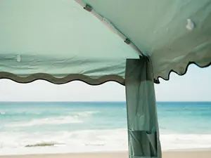 Luxury Boho Romantic Square Beach Shade Umbrella Tent UV Protection Sun Shelter Canopy Beach Cabana With Tassels Grass