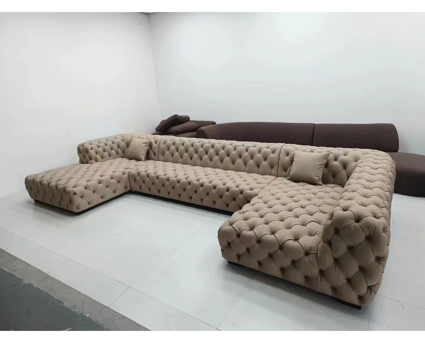 Fabricante Muebles de sala de estar Sofá beige Sofá de tela suave y sofá de sala de estar