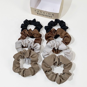 สีผ้าไหมซาตินผม scrunchies นมระบบกาแฟสําหรับผู้หญิงอุปกรณ์เสริมผม - Product Image 3