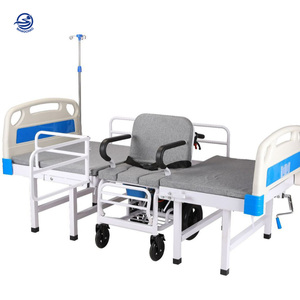 Cama de cuidado de enfermería de hospital manual multifunción con función de transferencia de silla de ruedas para pacientes paralizados ancianos - Product Image 1