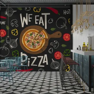 Kertas dinding dekorasi dinding pizza restoran Italia wallpaper berperekat 3d