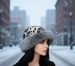 Gorro de Piel Sintética con Estampado de Leopardo, Gorro Étnico Cálido de Invierno para Mujer con Ala Ancha, Estilo Moderno para Clima Frío - Product Image 2