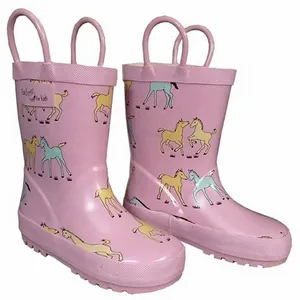 New Frozen Princess Rain boots Girls Skid shoes Annie elsa Baby Water boots Children's overshoes rubber size 23-36