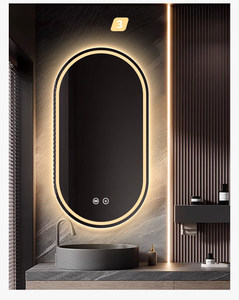 Espejo <span class=keywords><strong>de</strong></span> Pared LED Moderno para <span class=keywords><strong>Baño</strong></span> <span class=keywords><strong>de</strong></span> Hotel con Luz, <span class=keywords><strong>Antivaho</strong></span>, Interruptor Táctil Inteligente, Forma Ovalada, Personalizable con Logotipo, Venta Caliente <span class=keywords><strong>de</strong></span> Fábrica - Product Image 1