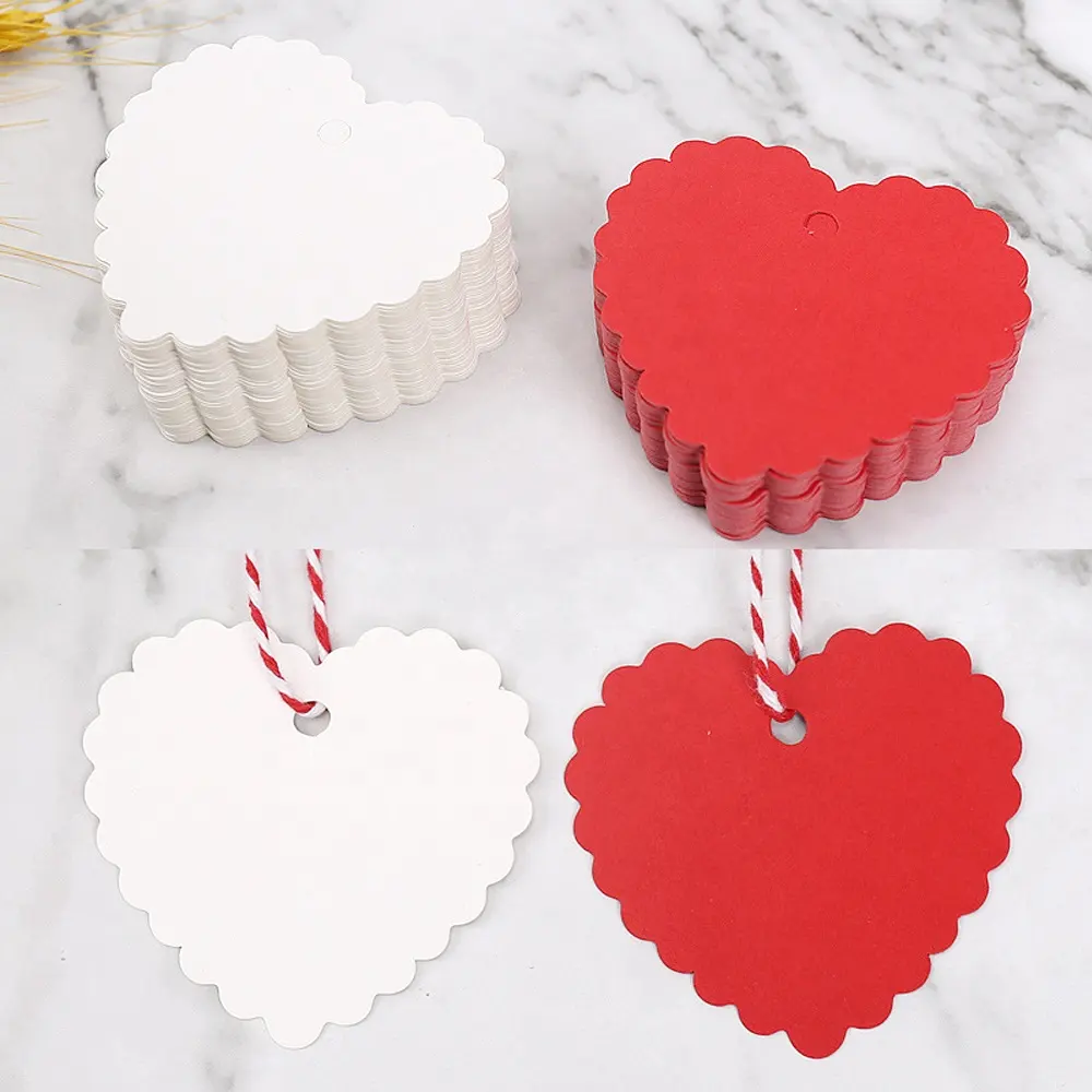 100 unids/pack en blanco en forma de corazón Tarjeta de papel Kraft Favor Etiqueta de regalo etiquetas DIY para boda vacaciones San Valentín fiesta Favor hecho a mano
