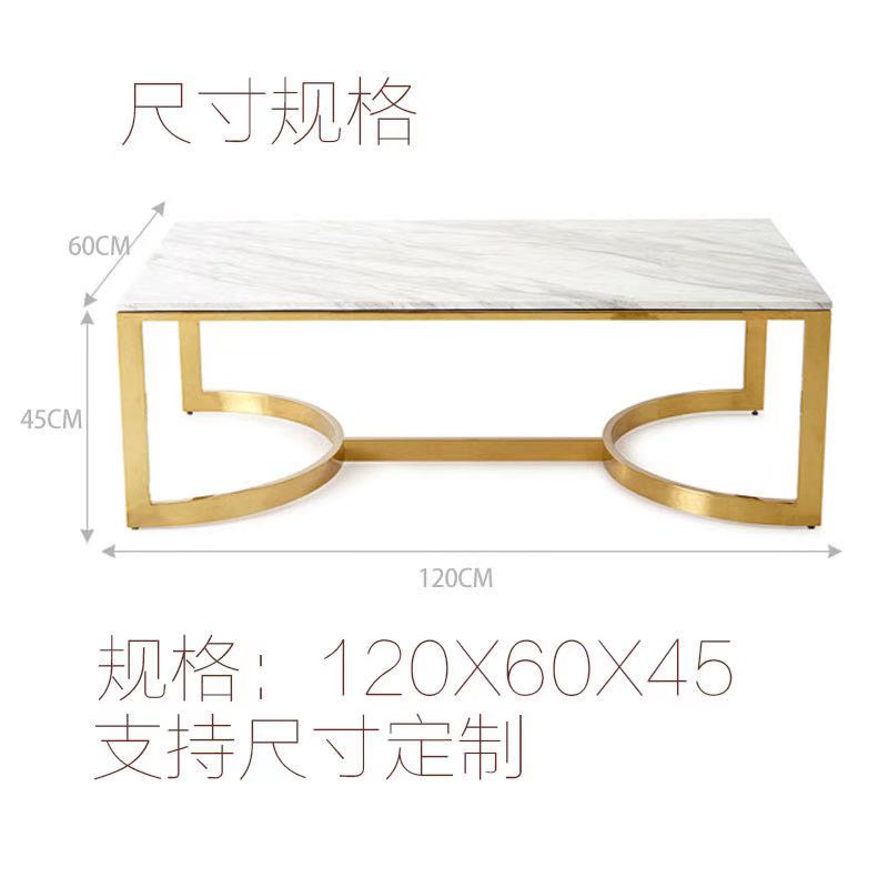 Living Room Furniture Design Iron Leg and Stainless Steel Frame Artificial Marble Tea Coffee Table