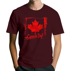 Hot Sale Men's Canada National Emblem Knitted T-shirt Vintage Washed Cotton Crewneck 3D Pattern Quick Dry Breathable - Product Image 4