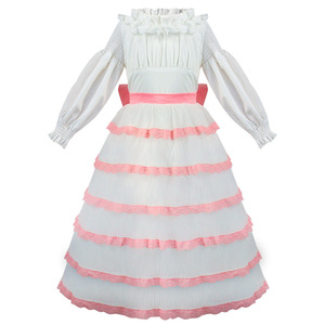 Vestido de Princesa para Niñas, Rosa y Azul, con Hombros Descubiertos, Vestido de Disfraz en Capas para Actuaciones Escénicas, Cosplay y Juego de Roles, con Tocado - Product Image 2