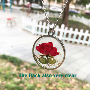 सोने की पन्नी स्टेनलेस स्टील हार के गहने के साथ लाल गुलाब का हार, महिला वैलेंटाइन्स उपहार - Product Image 4