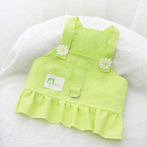 Robe pour chien et chat, couleur unie, bretelles avec garniture florale, tenue d'été pour petites et moyennes races - Product Image 4