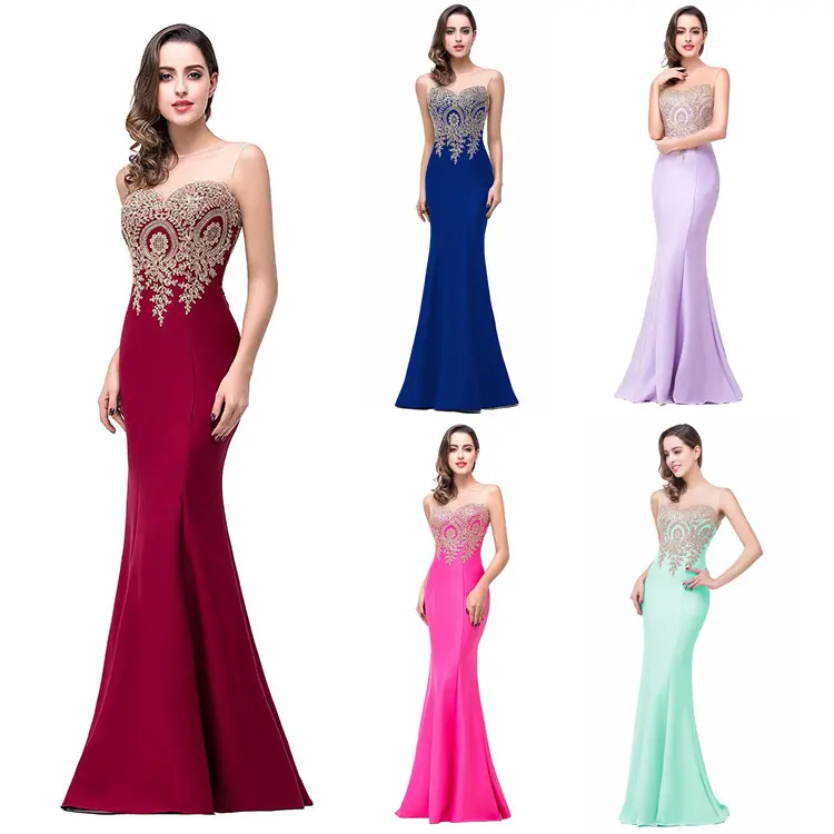 2022 Elegant Maxi Satin Embroidery Cocktail Evening Dresses Long Gown