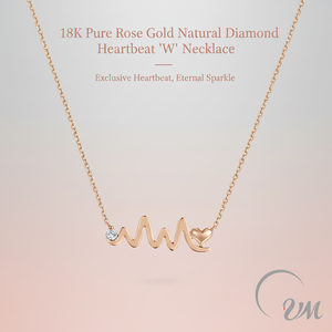 Collier à chaîne VM.Jewelry, série chic, or rose 18 carats, serti de diamants, cœur en forme de W, style classique, certifié NGTC, fête des mères - Product Image 2