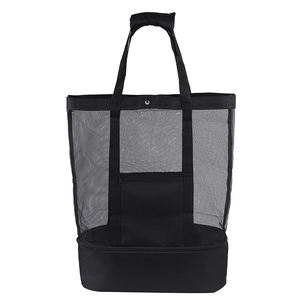 กระเป๋าเก็บชายหาดกลางแจ้งแฟชั่นฤดูร้อนมาใหม่ตาข่ายระบายอากาศได้พร้อมโลโก้ตามสั่งพับได้ - Product Image 6