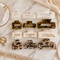 Ume Wholesale Accessoires capillaires géométriques, Pinces à cheveux carrées en acétate avec LOGO personnalisé, Pinces à cheveux style français grandes et petites