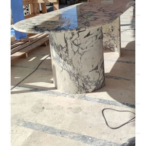 Juego de Comedor de Lujo Newstar, Muebles de Mármol Personalizados para Comedor, Mesa de Comedor Beige Calacatta Viola - Product Image 4