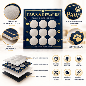 Cartes à gratter personnalisées avec logo imprimé sur le thème des animaux de compagnie, cartes cadeaux en papier personnalisées, cartes de remerciement pour entreprises - Product Image 3