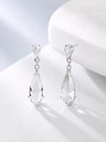 Boucles d'oreilles pendantes élégantes en argent sterling 925 vermeil et zircon coloré en forme de goutte d'eau pour femme, bijoux raffinés