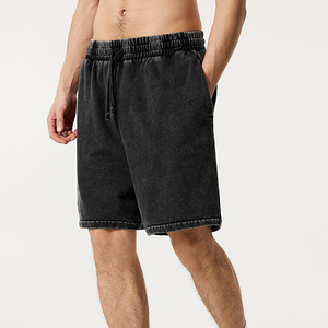 Shorts pour hommes en coton 100% 330 g/m², coupe ample, délavés, effet dégradé de couleur, style décontracté - Product Image 6
