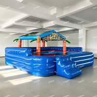 Bar de piscine gonflable avec comptoir de bar Tiki, bar de piscine avec auvent et canapé, équipement de jeu aquatique flottant pour location de fête en extérieur