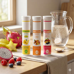 Tableta Efervescente Multivitamínica Diaria con Sabor Natural de Marca Privada SUNI OEM/ODM, con Vitamina C y <span class=keywords><strong>Complejo</strong></span> <span class=keywords><strong>B</strong></span> para el Apoyo Inmunológico - Product Image 1